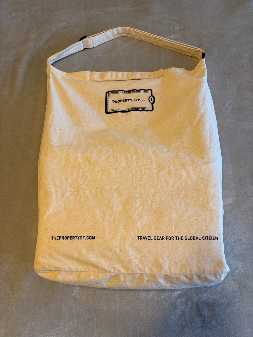The Property Of Canvas Tote Bag Red Travel Slogan I'm Going to See the World - Picture 4 of 9